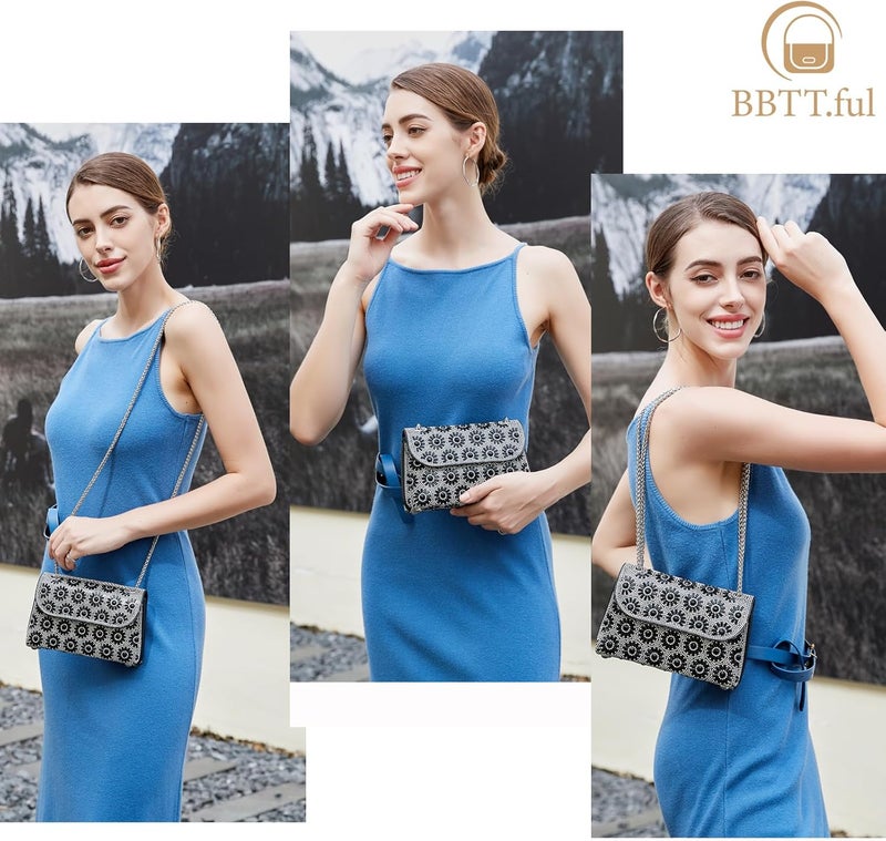 BBTT.ful Shoulder Bags Crossbody Bag Purses Handbags Crystals Rhinestone Evening Bag for Women Clutch Purse with Chain - Image 2